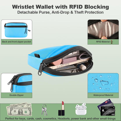 Clip and Go Strap for Phone with Wallet Crossbody, Adjustable Phone Lanyard with Detachable RFID Wristlet Wallet, Universal Phone Strap with 360° Rotatable Phone Tabs for All Phones (Black)