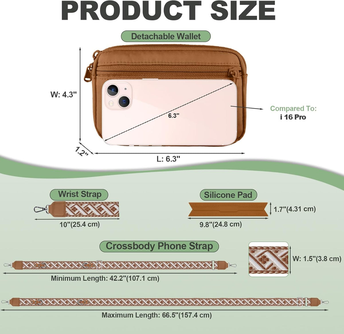Clip and Go Strap for Phone with Wallet Crossbody, Adjustable Phone Lanyard with Detachable RFID Wristlet Wallet, Universal Phone Strap with 360° Rotatable Phone Tabs for All Phones (Black)