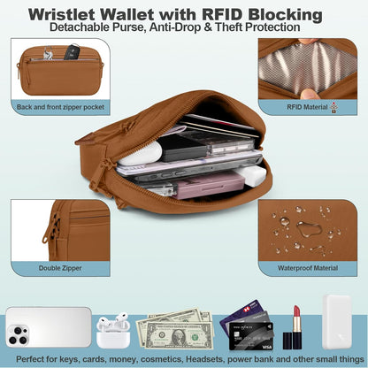 Clip and Go Strap for Phone with Wallet Crossbody, Adjustable Phone Lanyard with Detachable RFID Wristlet Wallet, Universal Phone Strap with 360° Rotatable Phone Tabs for All Phones (Black)