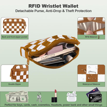 Clip and Go Strap for Phone with Wallet Crossbody, Adjustable Phone Lanyard with Detachable RFID Wristlet Wallet, Universal Phone Strap with 360° Rotatable Phone Tabs for All Phones (Black)