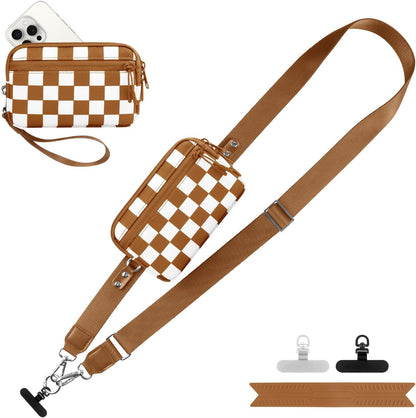 Clip and Go Strap for Phone with Wallet Crossbody, Adjustable Phone Lanyard with Detachable RFID Wristlet Wallet, Universal Phone Strap with 360° Rotatable Phone Tabs for All Phones (Black)