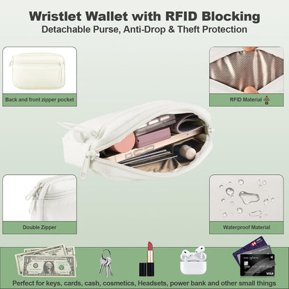 Clip and Go Strap for Phone with Wallet Crossbody, Adjustable Phone Lanyard with Detachable RFID Wristlet Wallet, Universal Phone Strap with 360° Rotatable Phone Tabs for All Phones (Black)