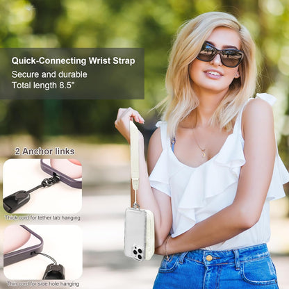 Clip and Go Strap for Phone with Wallet Crossbody, Adjustable Phone Lanyard with Detachable RFID Wristlet Wallet, Universal Phone Strap with 360° Rotatable Phone Tabs for All Phones (Black)