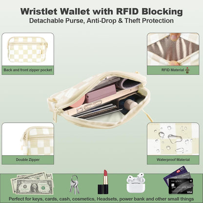 Clip and Go Strap for Phone with Wallet Crossbody, Adjustable Phone Lanyard with Detachable RFID Wristlet Wallet, Universal Phone Strap with 360° Rotatable Phone Tabs for All Phones (Black)