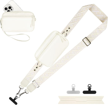 Clip and Go Strap for Phone with Wallet Crossbody, Adjustable Phone Lanyard with Detachable RFID Wristlet Wallet, Universal Phone Strap with 360° Rotatable Phone Tabs for All Phones (Black)