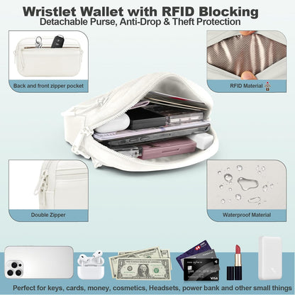 Clip and Go Strap for Phone with Wallet Crossbody, Adjustable Phone Lanyard with Detachable RFID Wristlet Wallet, Universal Phone Strap with 360° Rotatable Phone Tabs for All Phones (Black)
