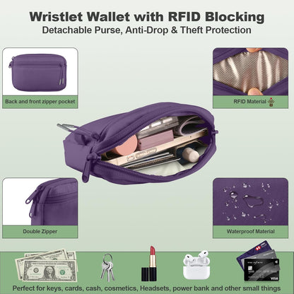 Clip and Go Strap for Phone with Wallet Crossbody, Adjustable Phone Lanyard with Detachable RFID Wristlet Wallet, Universal Phone Strap with 360° Rotatable Phone Tabs for All Phones (Black)
