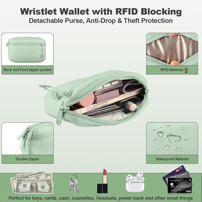 Clip and Go Strap for Phone with Wallet Crossbody, Adjustable Phone Lanyard with Detachable RFID Wristlet Wallet, Universal Phone Strap with 360° Rotatable Phone Tabs for All Phones (Black)