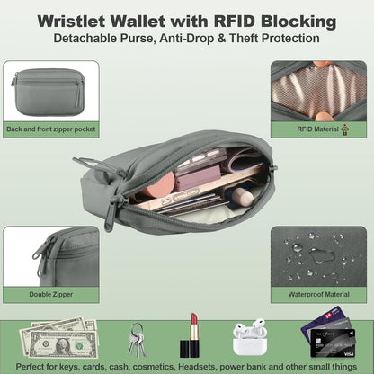 Clip and Go Strap for Phone with Wallet Crossbody, Adjustable Phone Lanyard with Detachable RFID Wristlet Wallet, Universal Phone Strap with 360° Rotatable Phone Tabs for All Phones (Black)