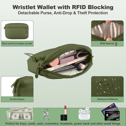 Clip and Go Strap for Phone with Wallet Crossbody, Adjustable Phone Lanyard with Detachable RFID Wristlet Wallet, Universal Phone Strap with 360° Rotatable Phone Tabs for All Phones (Black)