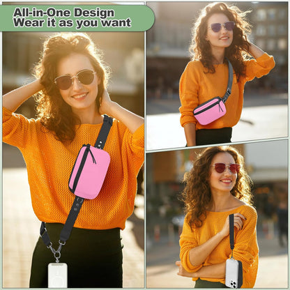 Clip and Go Strap for Phone with Wallet Crossbody, Adjustable Phone Lanyard with Detachable RFID Wristlet Wallet, Universal Phone Strap with 360° Rotatable Phone Tabs for All Phones (Black)