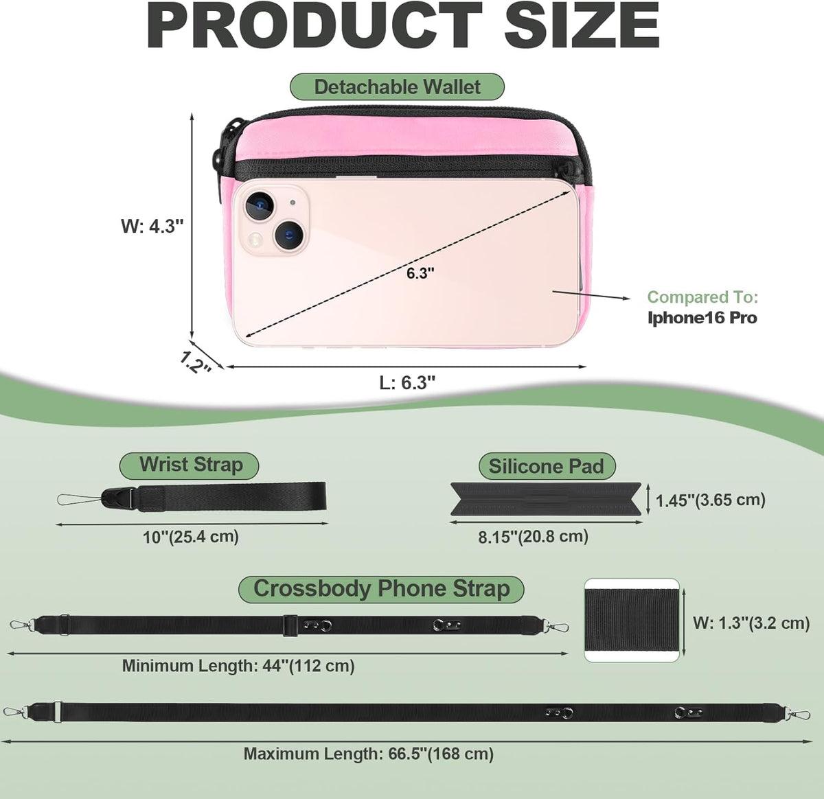Clip and Go Strap for Phone with Wallet Crossbody, Adjustable Phone Lanyard with Detachable RFID Wristlet Wallet, Universal Phone Strap with 360° Rotatable Phone Tabs for All Phones (Black)