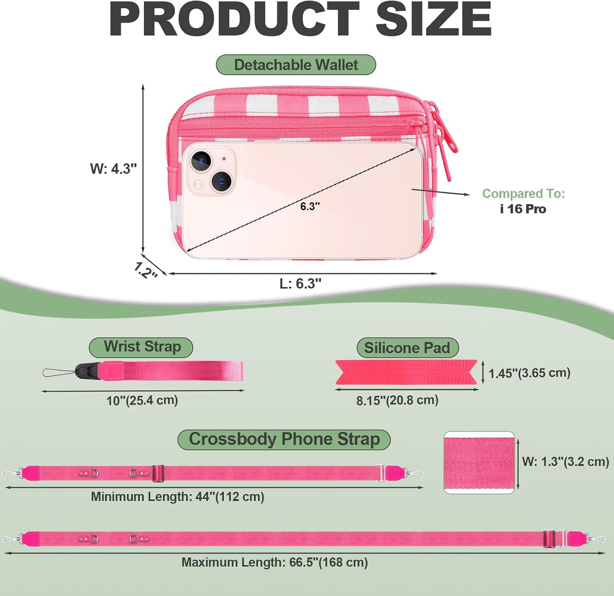 Clip and Go Strap for Phone with Wallet Crossbody, Adjustable Phone Lanyard with Detachable RFID Wristlet Wallet, Universal Phone Strap with 360° Rotatable Phone Tabs for All Phones (Black)