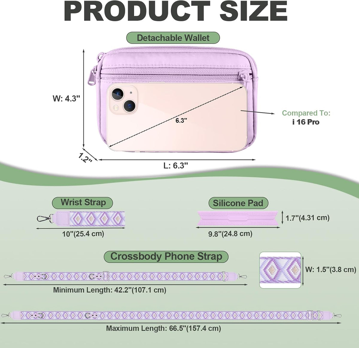 Clip and Go Strap for Phone with Wallet Crossbody, Adjustable Phone Lanyard with Detachable RFID Wristlet Wallet, Universal Phone Strap with 360° Rotatable Phone Tabs for All Phones (Black)