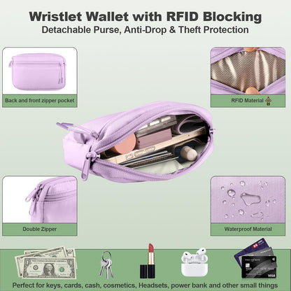 Clip and Go Strap for Phone with Wallet Crossbody, Adjustable Phone Lanyard with Detachable RFID Wristlet Wallet, Universal Phone Strap with 360° Rotatable Phone Tabs for All Phones (Black)