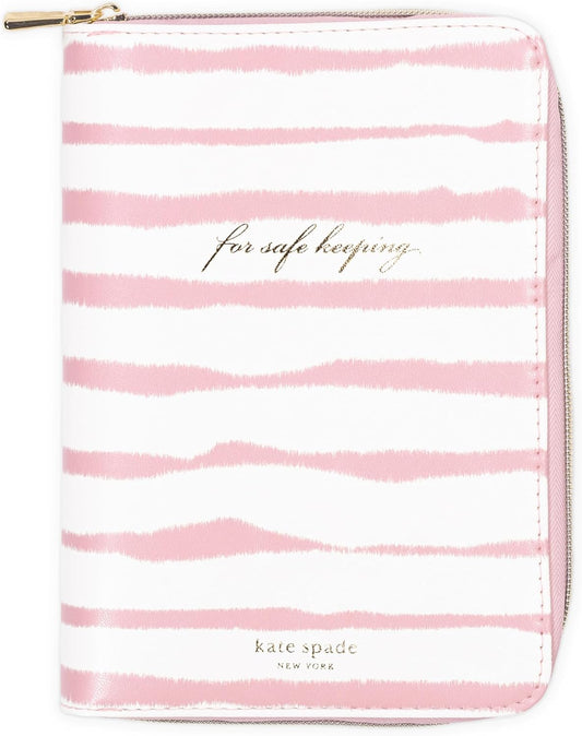 Travel Jewelry Folio, Goddess Stripe | 8.5" x 6" Organizer with Zippered Pockets, Tabs & Tracker Pocket, Pink Leatherette Case for Earrings, Necklaces, & Bracelets