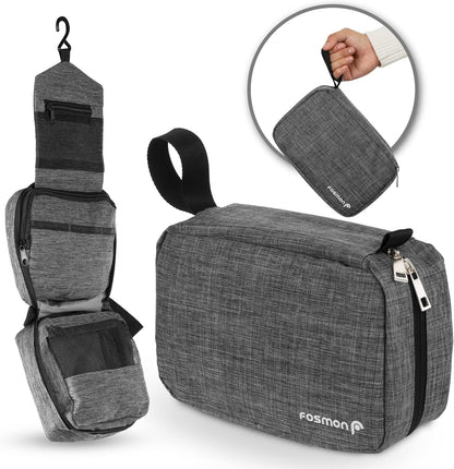 Hanging Travel Toiletry Bag, Compact Travel Organizer | Water-resistant nylon, multiple pockets for toiletries/makeup, lightweight, ideal for men/women, shower and travel use.