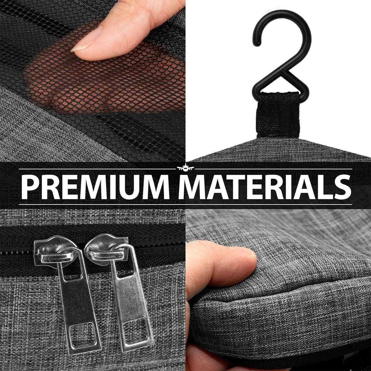 Hanging Travel Toiletry Bag, Compact Travel Organizer | Water-resistant nylon, multiple pockets for toiletries/makeup, lightweight, ideal for men/women, shower and travel use.