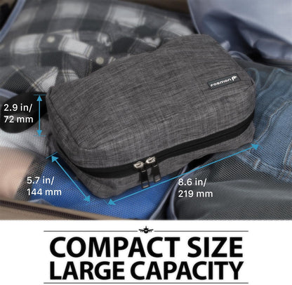 Hanging Travel Toiletry Bag, Compact Travel Organizer | Water-resistant nylon, multiple pockets for toiletries/makeup, lightweight, ideal for men/women, shower and travel use.