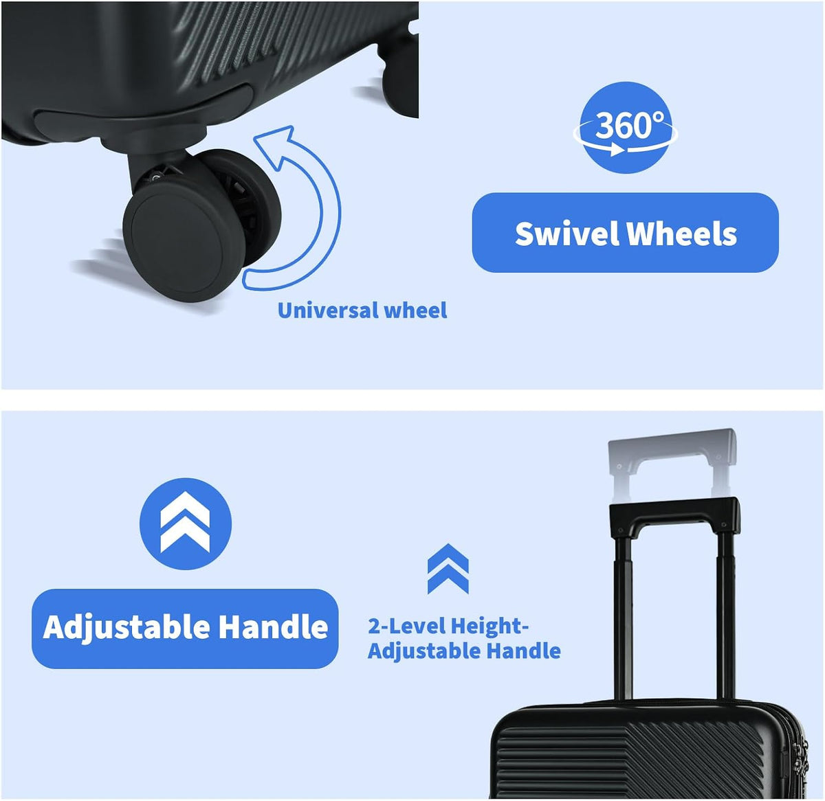 Carry on Luggage Airline Approved, Carry-on Luggage for The Business Trip with Front Pocket, 20 inch Hardshell PC Carry on Suitcases with Wheels, Combination Lock, USB Port and Cup Holder