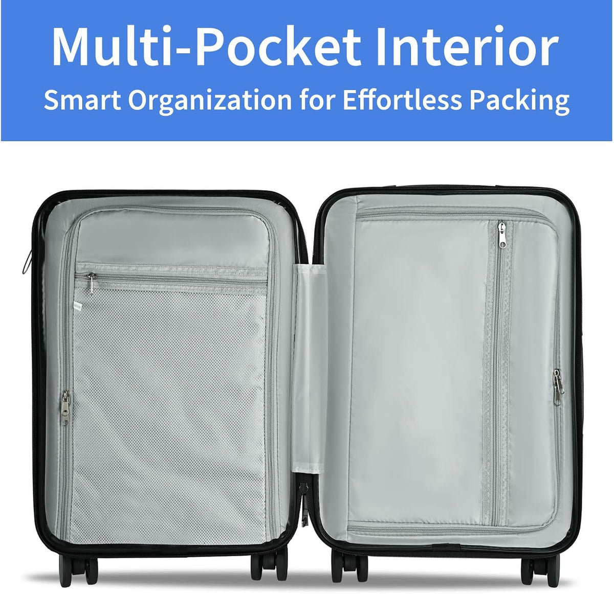 Carry on Luggage Airline Approved, Carry-on Luggage for The Business Trip with Front Pocket, 20 inch Hardshell PC Carry on Suitcases with Wheels, Combination Lock, USB Port and Cup Holder