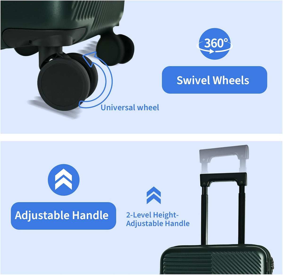 Carry on Luggage Airline Approved, Carry-on Luggage for The Business Trip with Front Pocket, 20 inch Hardshell PC Carry on Suitcases with Wheels, Combination Lock, USB Port and Cup Holder