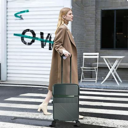 Carry on Luggage Airline Approved, Carry-on Luggage for The Business Trip with Front Pocket, 20 inch Hardshell PC Carry on Suitcases with Wheels, Combination Lock, USB Port and Cup Holder
