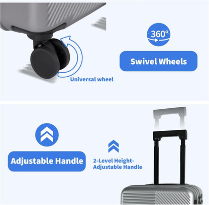 Carry on Luggage Airline Approved, Carry-on Luggage for The Business Trip with Front Pocket, 20 inch Hardshell PC Carry on Suitcases with Wheels, Combination Lock, USB Port and Cup Holder