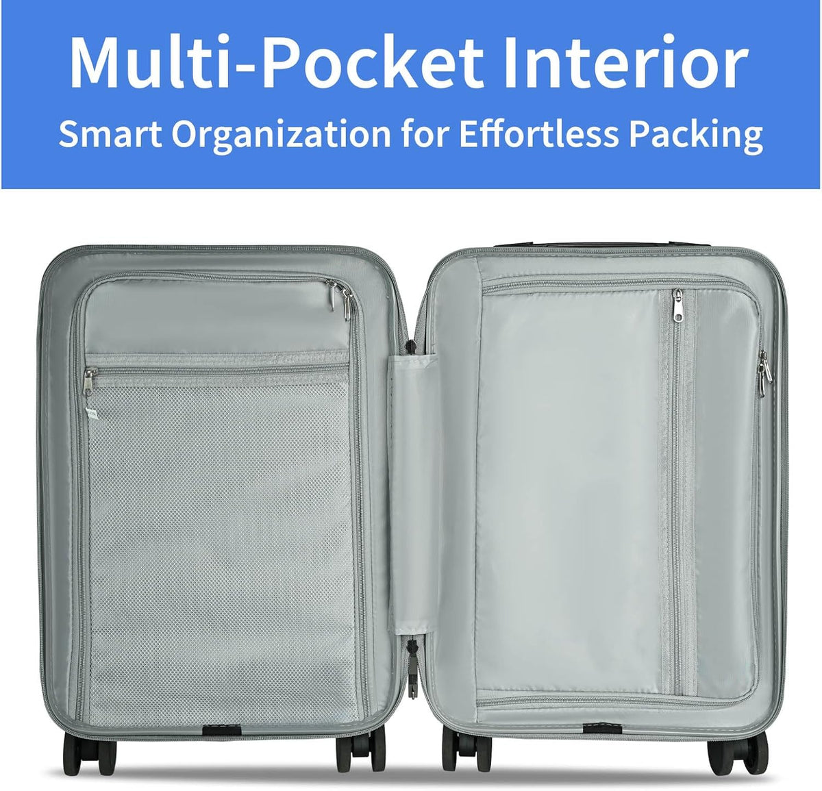 Carry on Luggage Airline Approved, Carry-on Luggage for The Business Trip with Front Pocket, 20 inch Hardshell PC Carry on Suitcases with Wheels, Combination Lock, USB Port and Cup Holder
