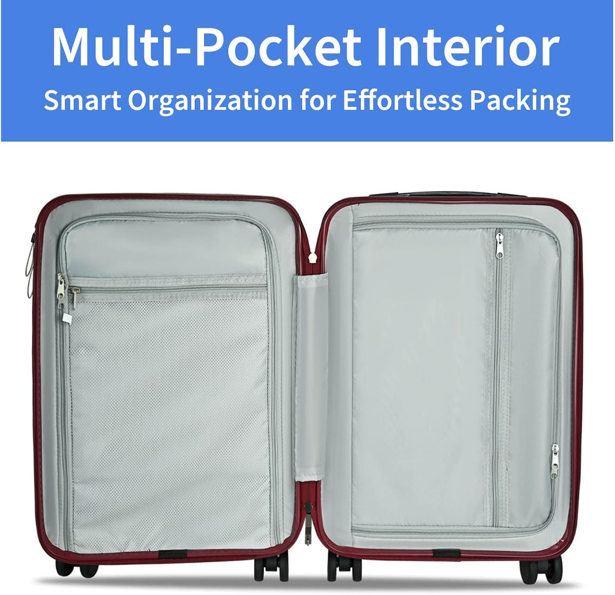 Carry on Luggage Airline Approved, Carry-on Luggage for The Business Trip with Front Pocket, 20 inch Hardshell PC Carry on Suitcases with Wheels, Combination Lock, USB Port and Cup Holder