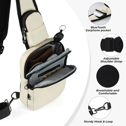 Crossbody Bag Anti Theft Sling Bag for Women Men RFID Blocking, Small Shoulder Chest Bags with Zipper Lock