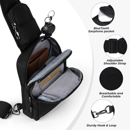 Crossbody Bag Anti Theft Sling Bag for Women Men RFID Blocking, Small Shoulder Chest Bags with Zipper Lock