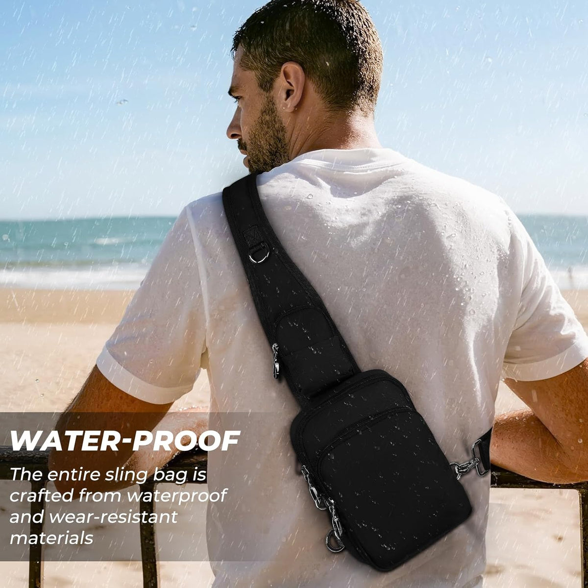 Crossbody Bag Anti Theft Sling Bag for Women Men RFID Blocking, Small Shoulder Chest Bags with Zipper Lock