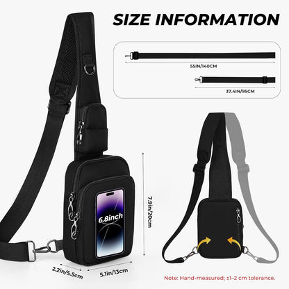 Crossbody Bag Anti Theft Sling Bag for Women Men RFID Blocking, Small Shoulder Chest Bags with Zipper Lock