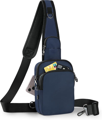 Crossbody Bag Anti Theft Sling Bag for Women Men RFID Blocking, Small Shoulder Chest Bags with Zipper Lock