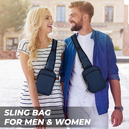 Crossbody Bag Anti Theft Sling Bag for Women Men RFID Blocking, Small Shoulder Chest Bags with Zipper Lock