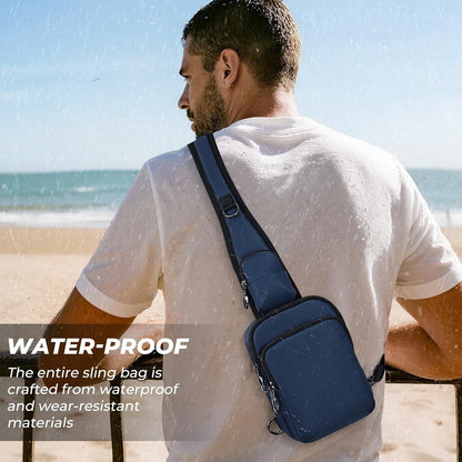 Crossbody Bag Anti Theft Sling Bag for Women Men RFID Blocking, Small Shoulder Chest Bags with Zipper Lock
