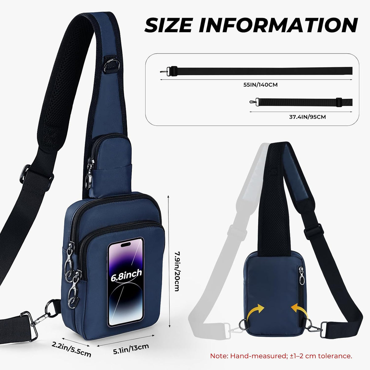 Crossbody Bag Anti Theft Sling Bag for Women Men RFID Blocking, Small Shoulder Chest Bags with Zipper Lock