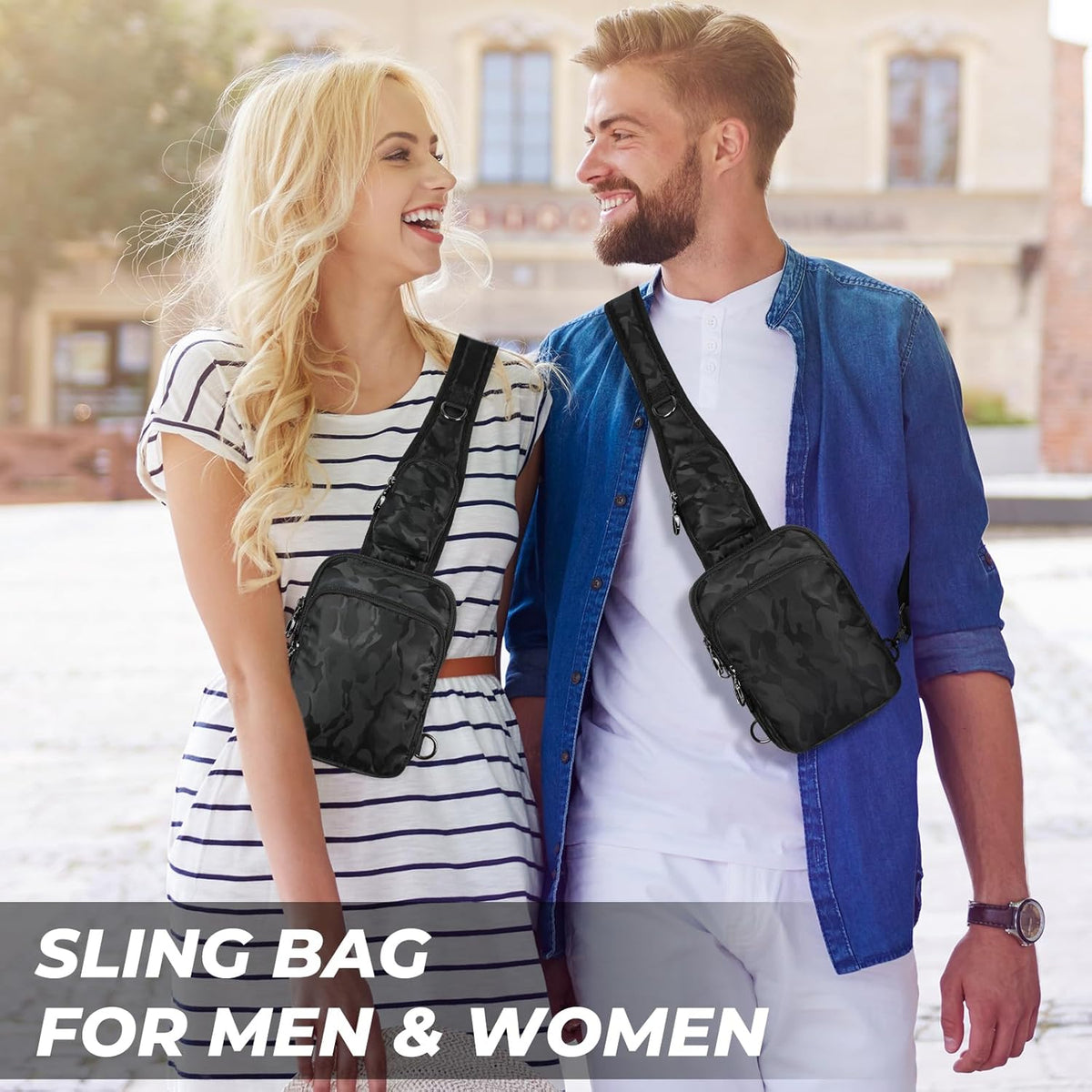 Crossbody Bag Anti Theft Sling Bag for Women Men RFID Blocking, Small Shoulder Chest Bags with Zipper Lock