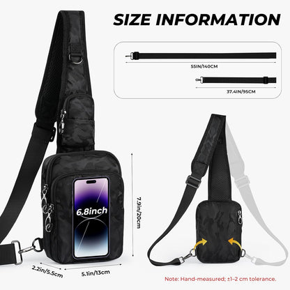 Crossbody Bag Anti Theft Sling Bag for Women Men RFID Blocking, Small Shoulder Chest Bags with Zipper Lock