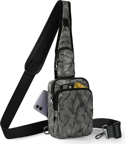 Crossbody Bag Anti Theft Sling Bag for Women Men RFID Blocking, Small Shoulder Chest Bags with Zipper Lock