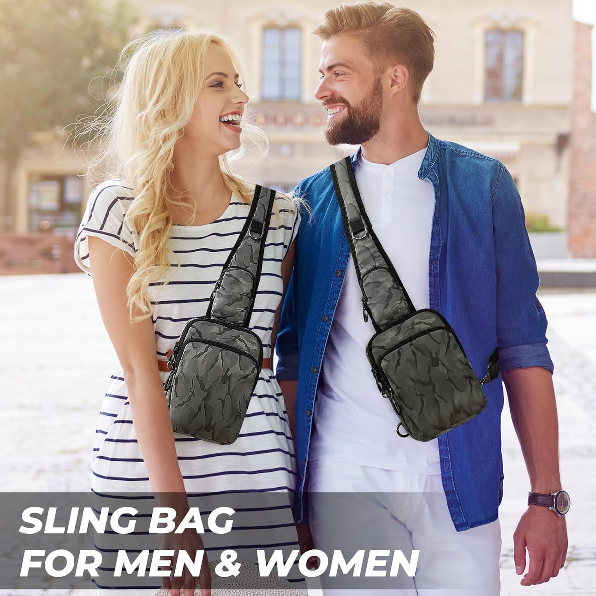 Crossbody Bag Anti Theft Sling Bag for Women Men RFID Blocking, Small Shoulder Chest Bags with Zipper Lock