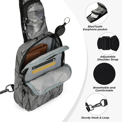 Crossbody Bag Anti Theft Sling Bag for Women Men RFID Blocking, Small Shoulder Chest Bags with Zipper Lock