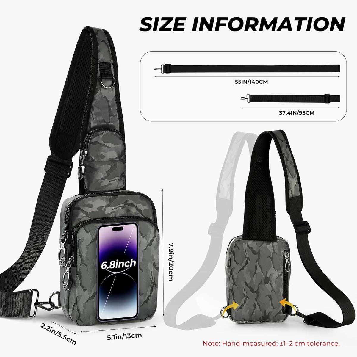 Crossbody Bag Anti Theft Sling Bag for Women Men RFID Blocking, Small Shoulder Chest Bags with Zipper Lock