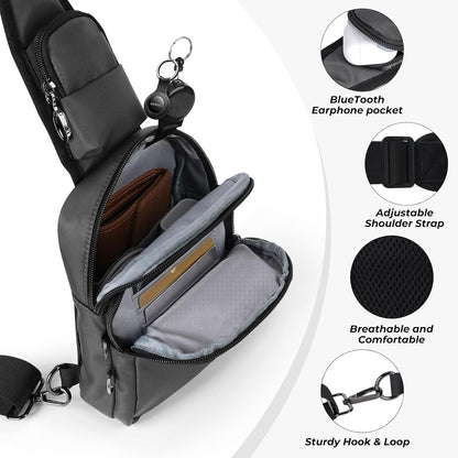 Crossbody Bag Anti Theft Sling Bag for Women Men RFID Blocking, Small Shoulder Chest Bags with Zipper Lock