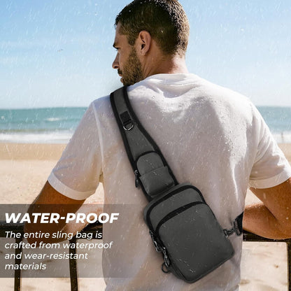 Crossbody Bag Anti Theft Sling Bag for Women Men RFID Blocking, Small Shoulder Chest Bags with Zipper Lock