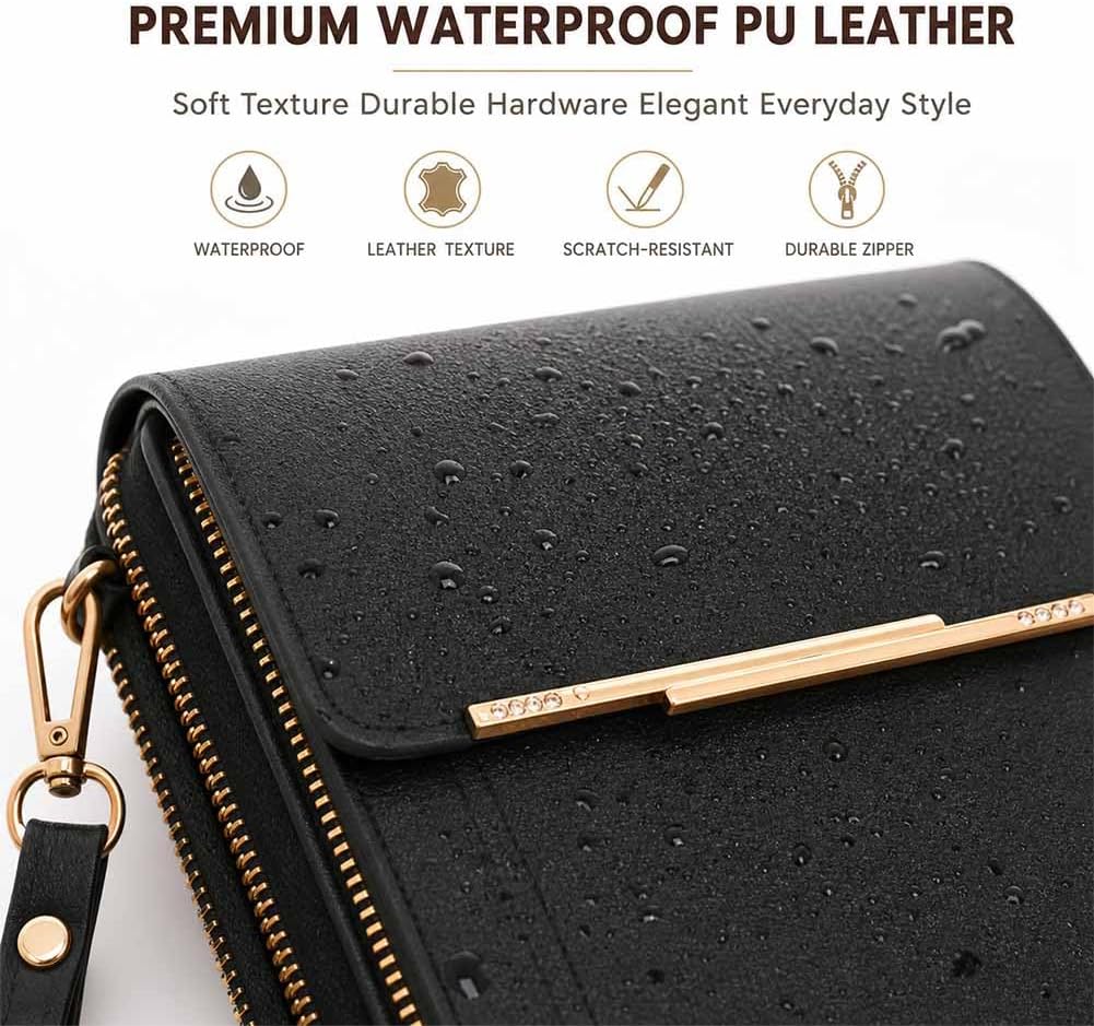 Anti-theft leather bag, Women's Touch Screen Mobile Phone Messenger bag, RFID Block Mobile Phone Purse