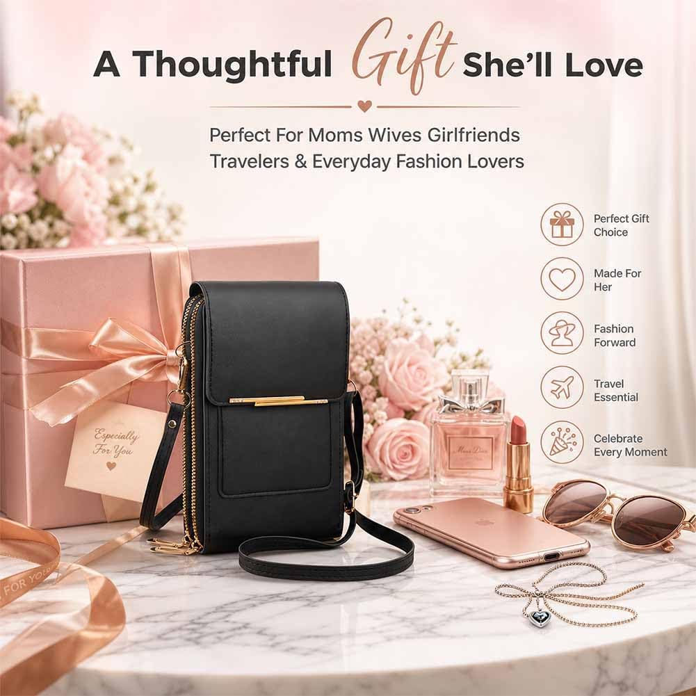 Anti-theft leather bag, Women's Touch Screen Mobile Phone Messenger bag, RFID Block Mobile Phone Purse