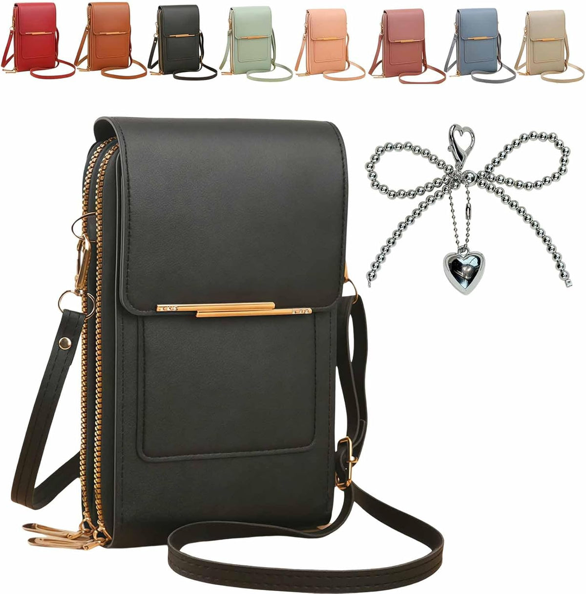 Anti-theft leather bag, Women's Touch Screen Mobile Phone Messenger bag, RFID Block Mobile Phone Purse