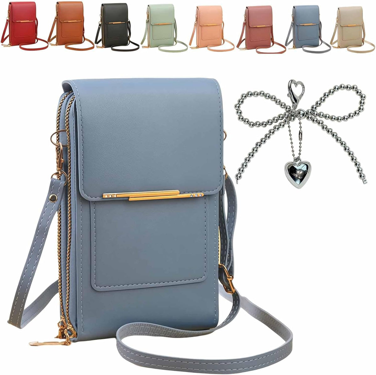 Anti-theft leather bag, Women's Touch Screen Mobile Phone Messenger bag, RFID Block Mobile Phone Purse